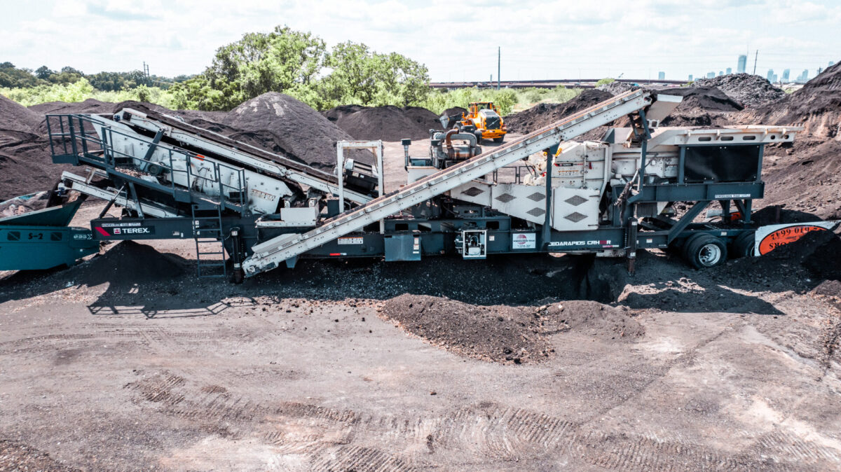 Side view of Terex machines working